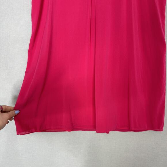 Alice + Olivia Fierra Dress Womens Large Pink Silk Blend Mini Slip Deep V-Neck - Picture 4 of 12